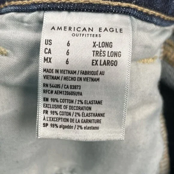 American Eagle Jeans Womens 6 Skinny Kick Super Stretch Distressed Denim - Picture 8 of 10